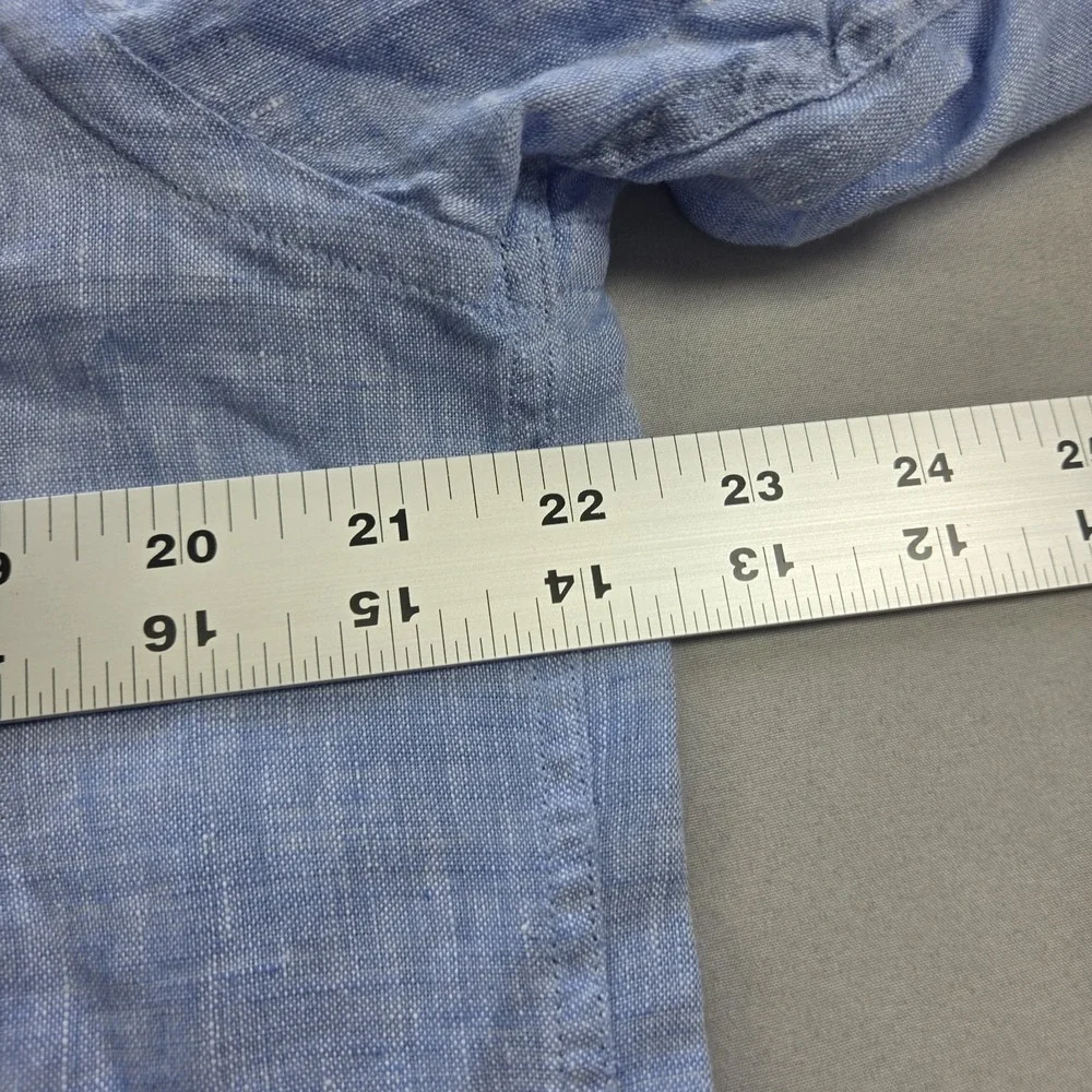 Vineyard Vines Linen Shirt Mens Medium Solid Blue Button Down